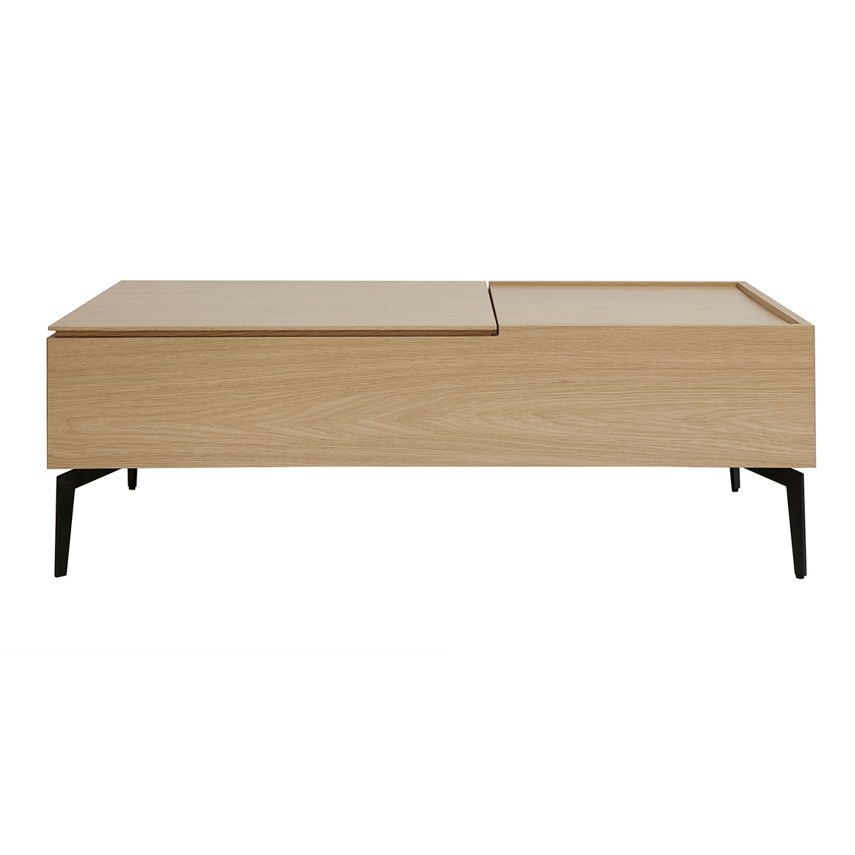 Table basse relevable rectangulaire bois foncé finition noyer et métal noir L103 cm SEDA naturel, MILIBOO