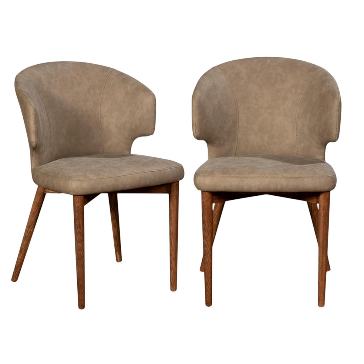 Chaise salle à manger taupe à pieds bois (lot de 2) KYOTO bois naturel, PIER IMPORT