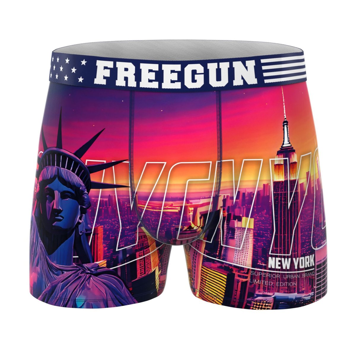 Lot De 3 Boxers Travel rose/violet/orange/vert/jaune, FREEGUN