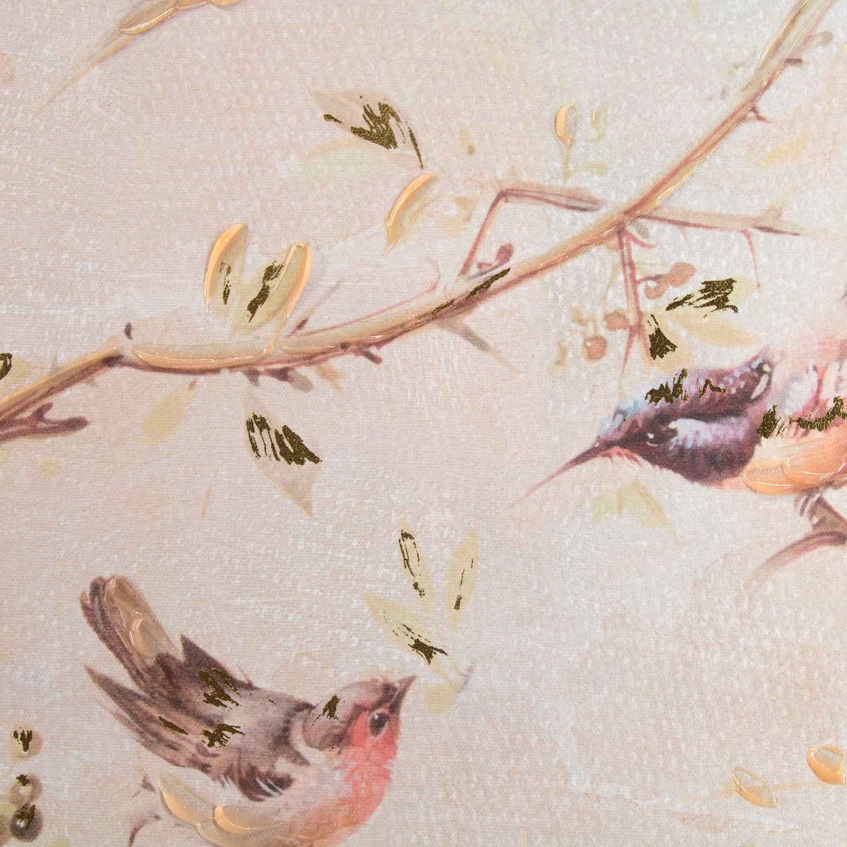 Toile imprimée Oiseaux du matin rose, doré, ART FOR THE HOME