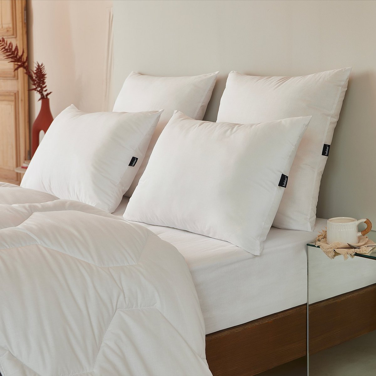 Oreiller tissu, tissu NUAGE TENCEL® blanc, HABITAT