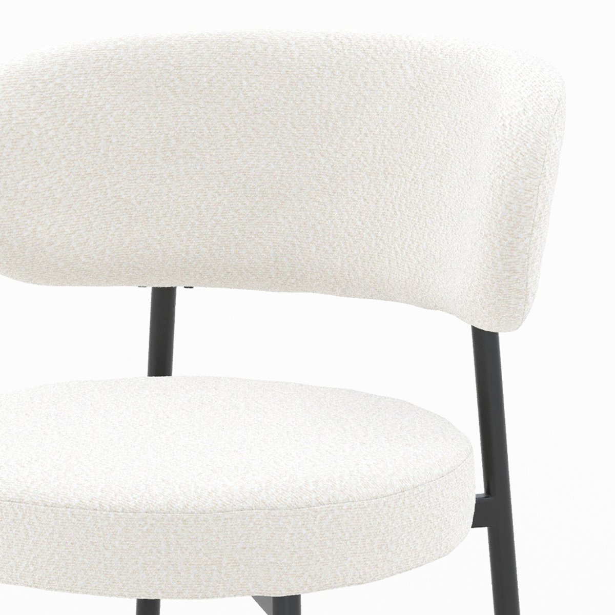 Lot de 2 chaises en tissu bouclé et pieds - MAËLIE blanc cassé, MAISON PAVANE
