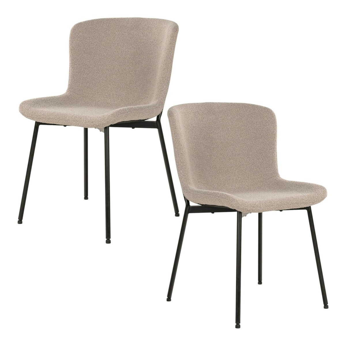 Chaise en bouclette (lot de 2) SAVONE beige, PIER IMPORT