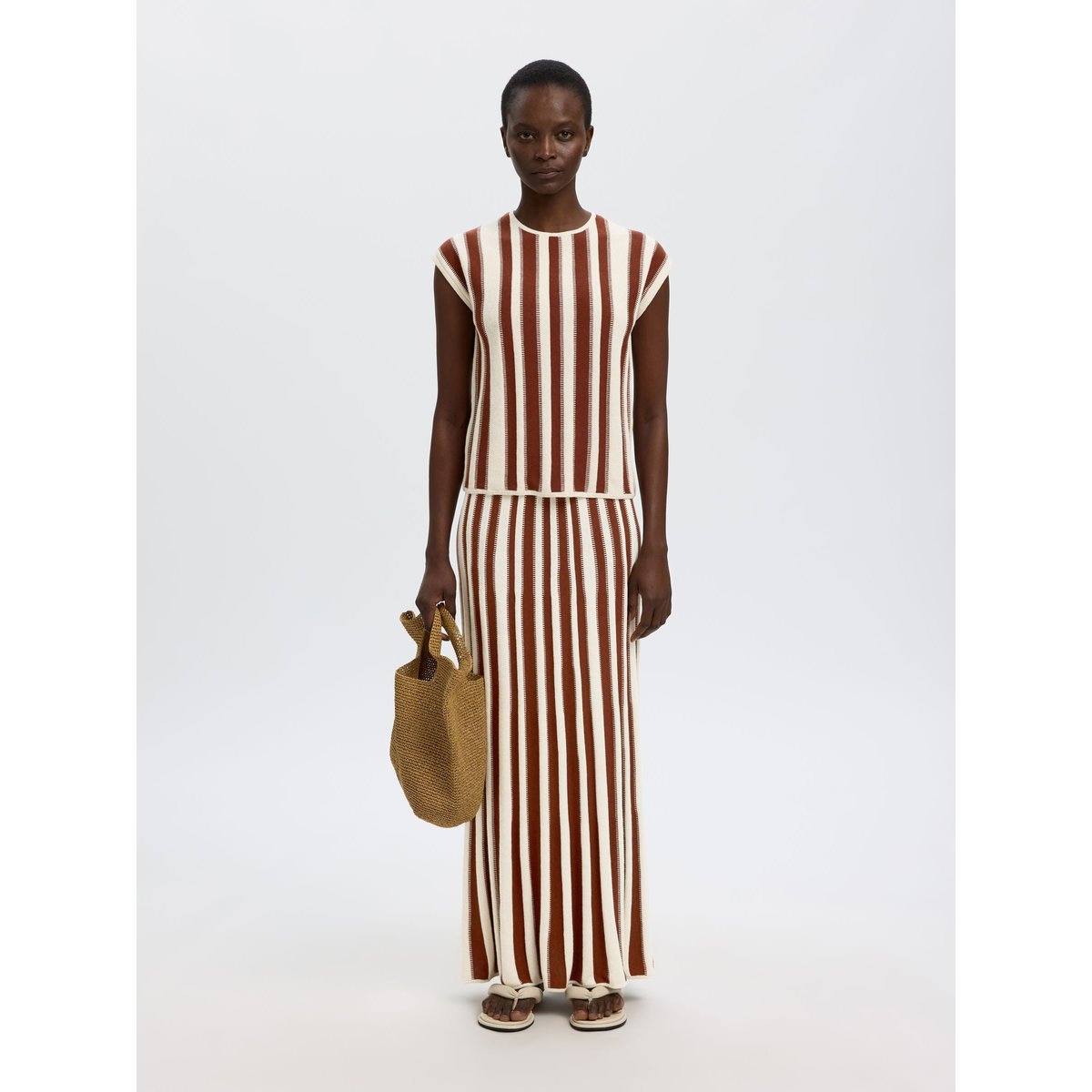 Top En Maille birch, SELECTED