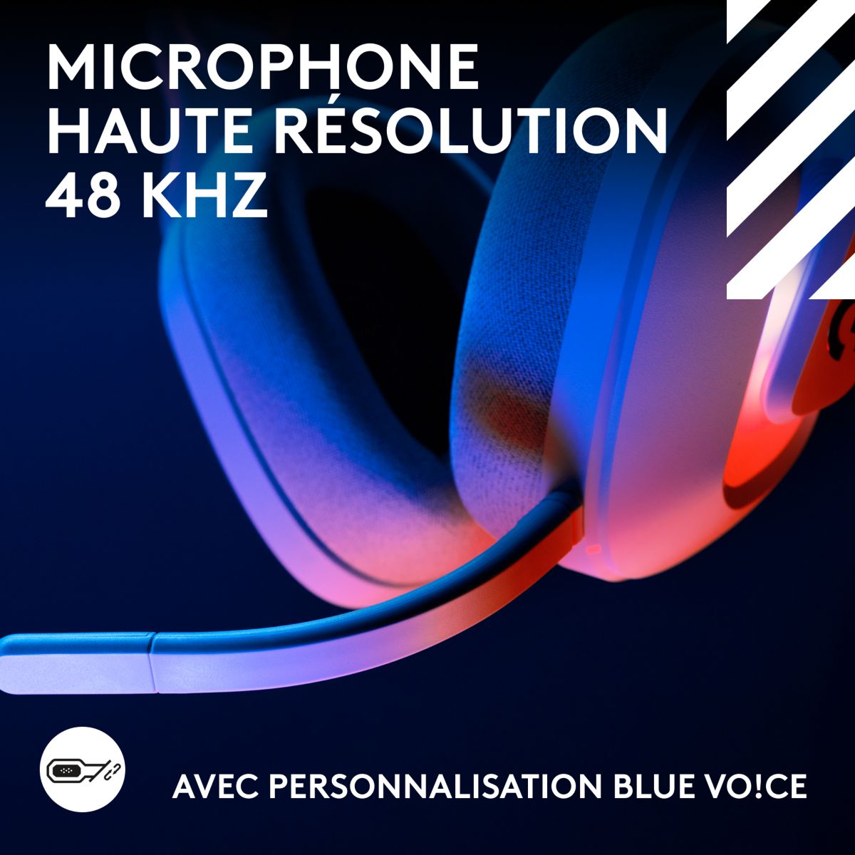 Casque gamer A20X Blanc + base couleur unique, LOGITECH