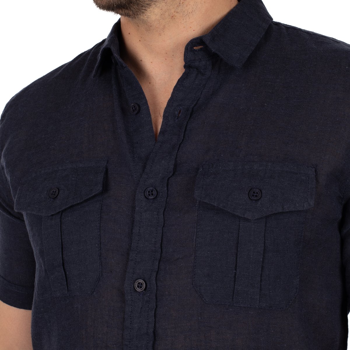 Chemise en lin MC summer navy, SHILTON