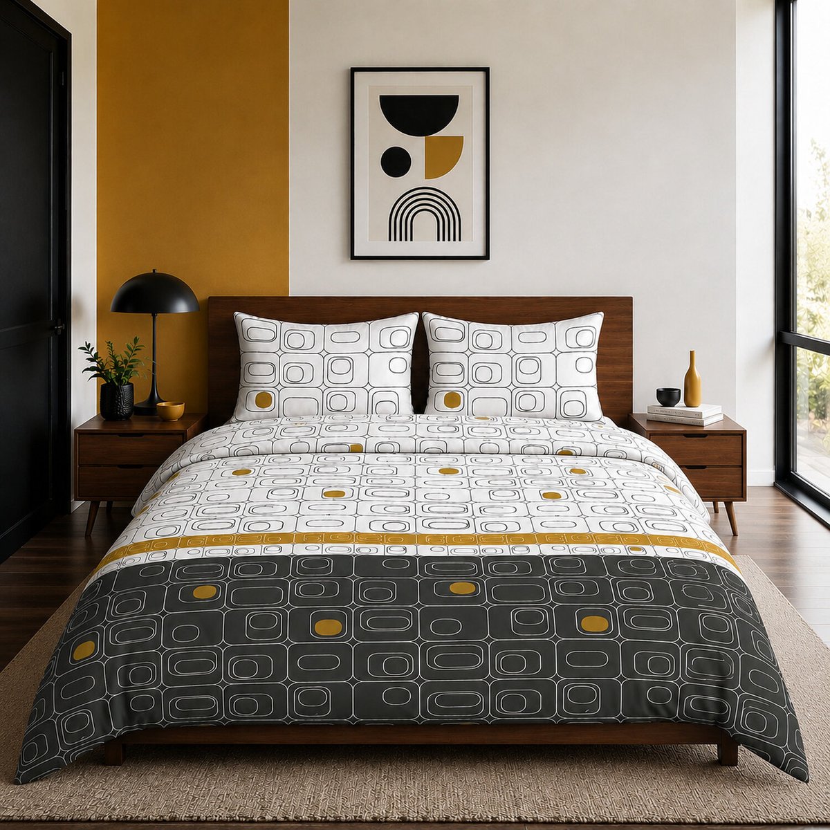 Parure housse de couette en microfibre imprimée, Niagara gold gris, C DESIGN HOME TEXTILE