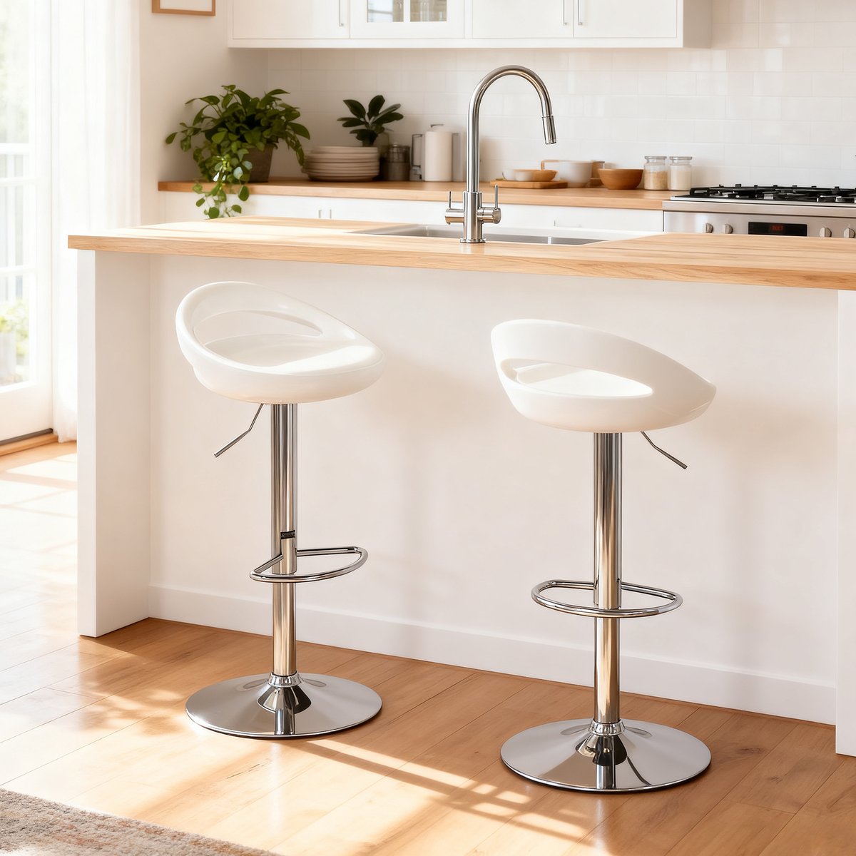 Tabouret de bar ABS Blanc blanc, HOMCOM