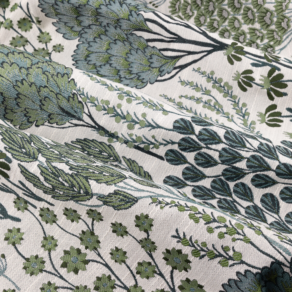 Ophelia Jacquard Floral Room Darkening Pencil Pleat Curtains thyme, WYLDER