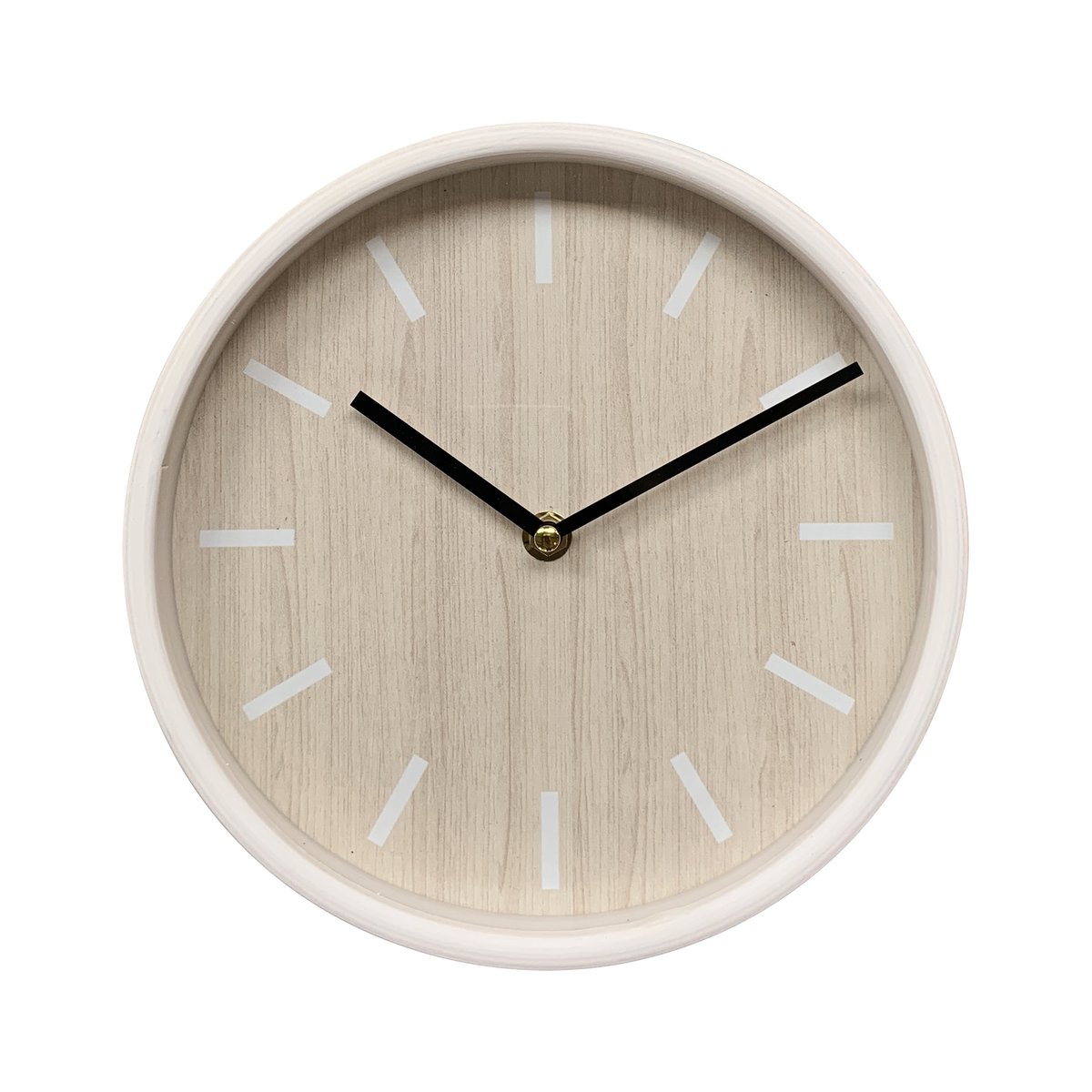 Horloge ronde bois 22cm beige, EMDE