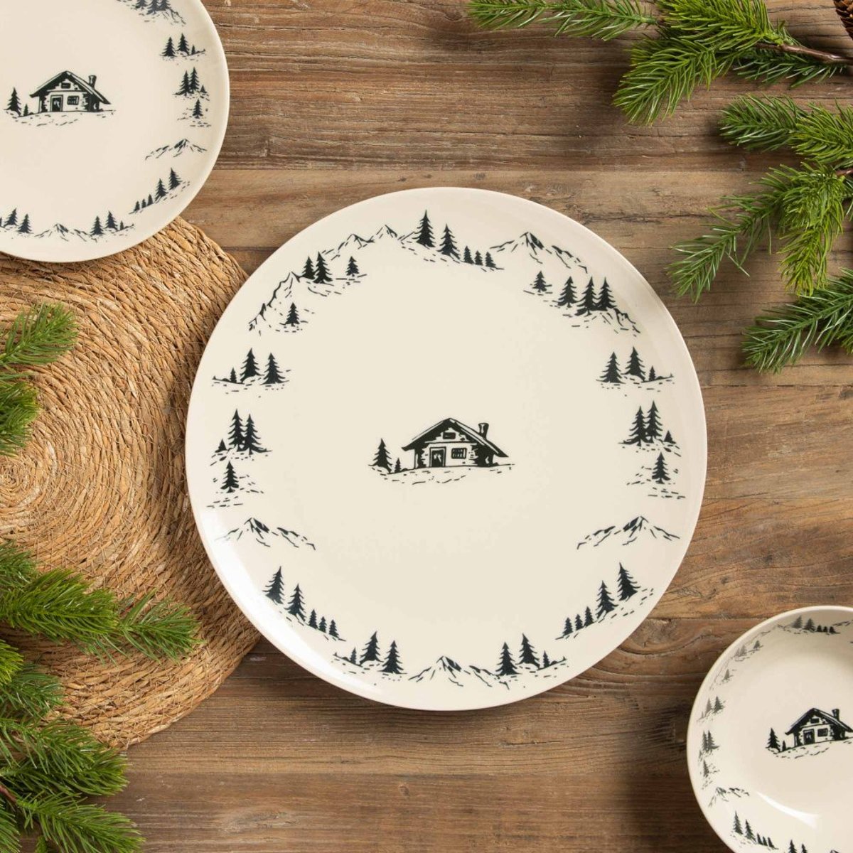 Plat rond 32cm Alpages noir, TABLE PASSION