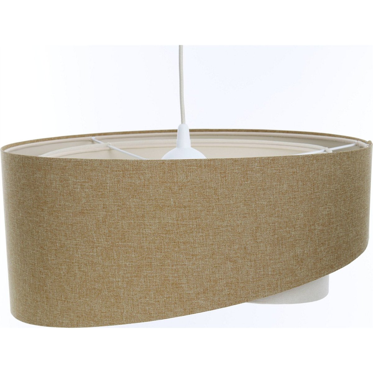 Suspension en lin rond Boho beige crème en lin naturel, BPS KONCEPT