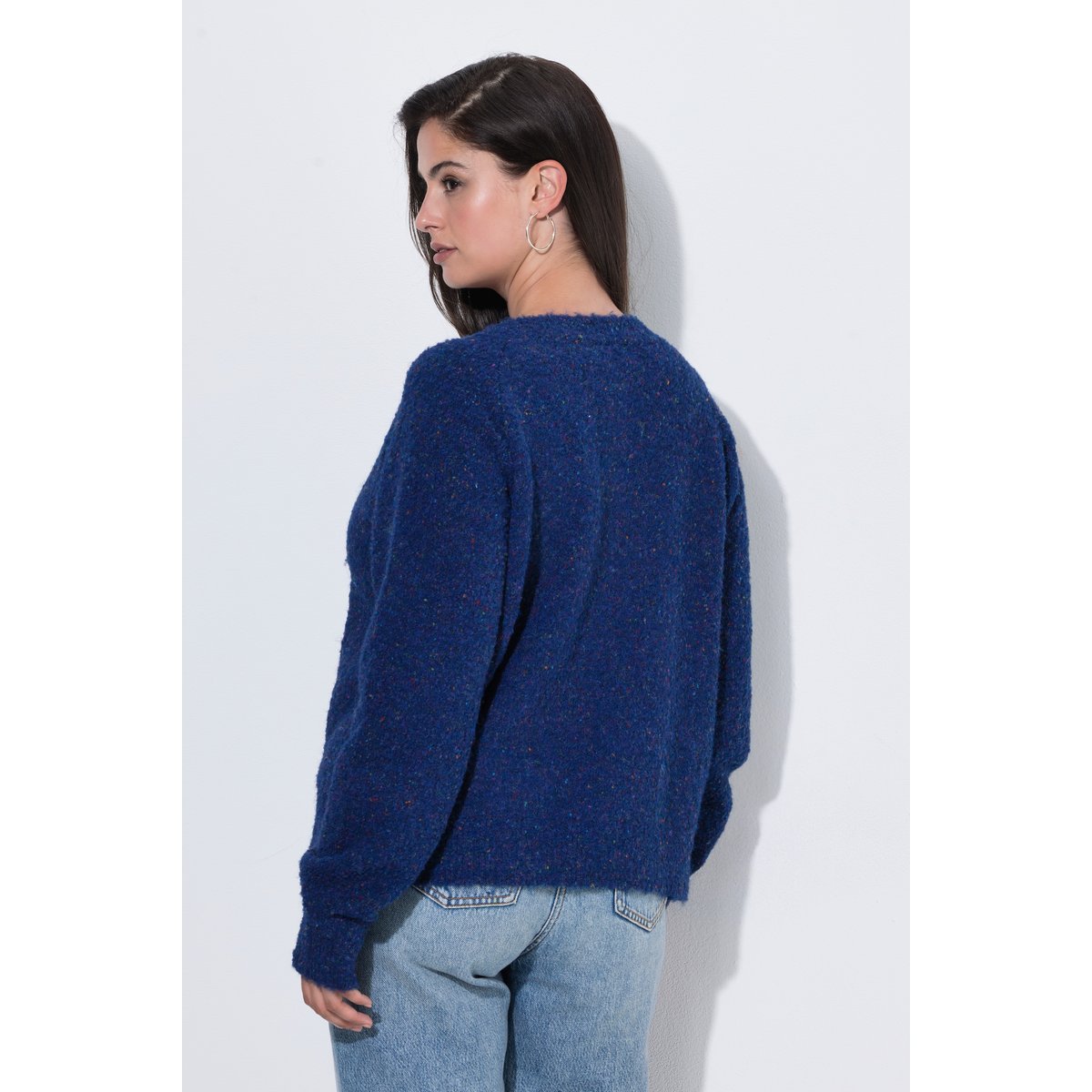 Cardigan col rond et manches longues bleu cobalt, ULLA POPKEN