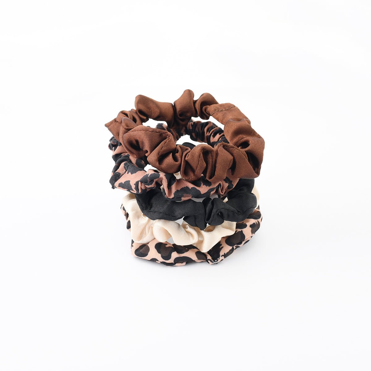 Set x5 chouchous cheveux imprimé léopard marron, BALABOOSTE