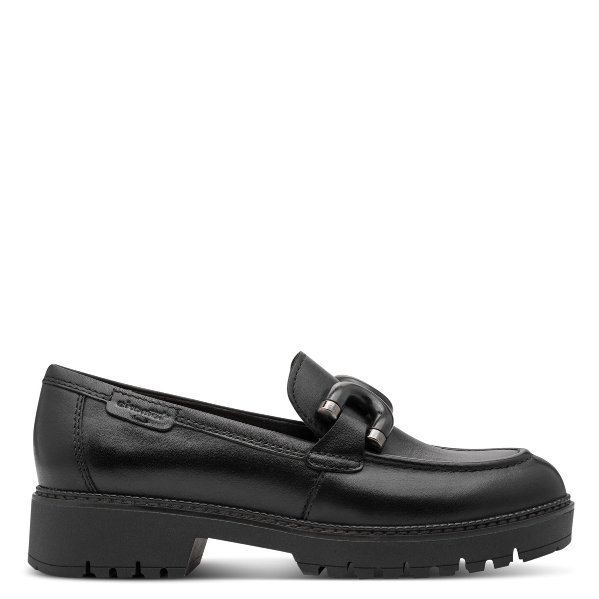 Slipper en cuir noir, TAMARIS