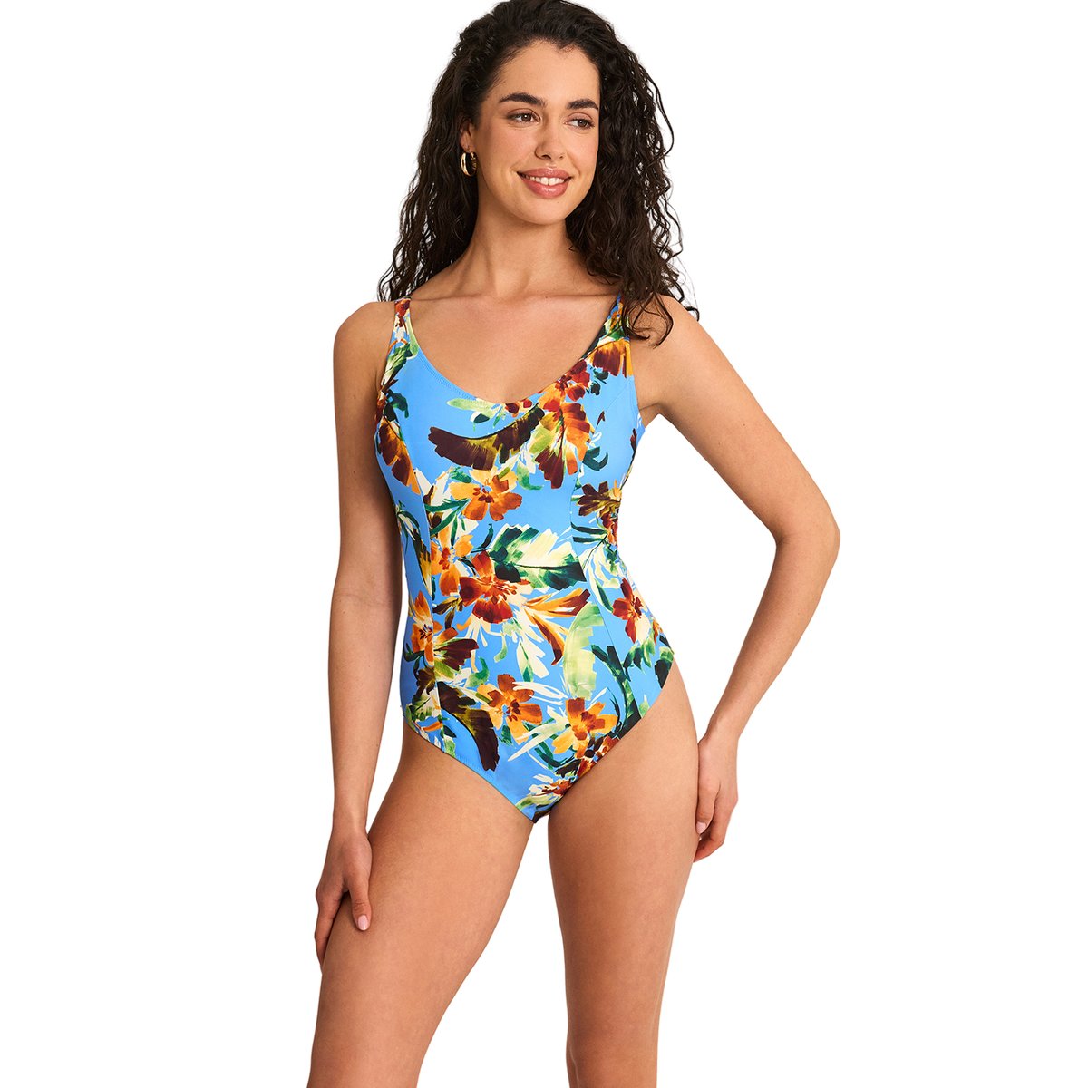 Maillot de bain une pièce non préformé sans armatures TROPICO bleu, SELMARK MARE