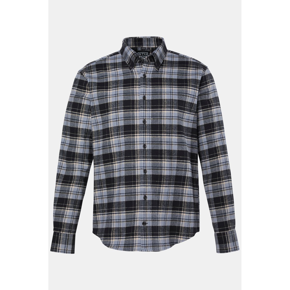 Chemise en flanelle à carreaux gris dauphin, STHUGE