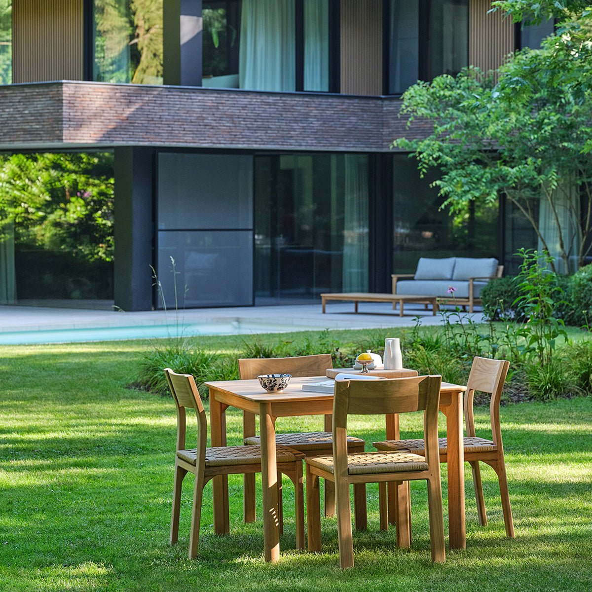 Salon de jardin en teck et rotin 4 personnes PIANA naturel, BERAH GETAH