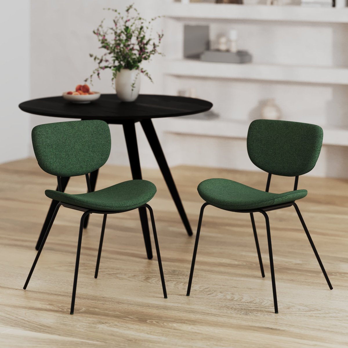 Lot de 2 chaises en tissu - VERNER vert, MAISON PAVANE