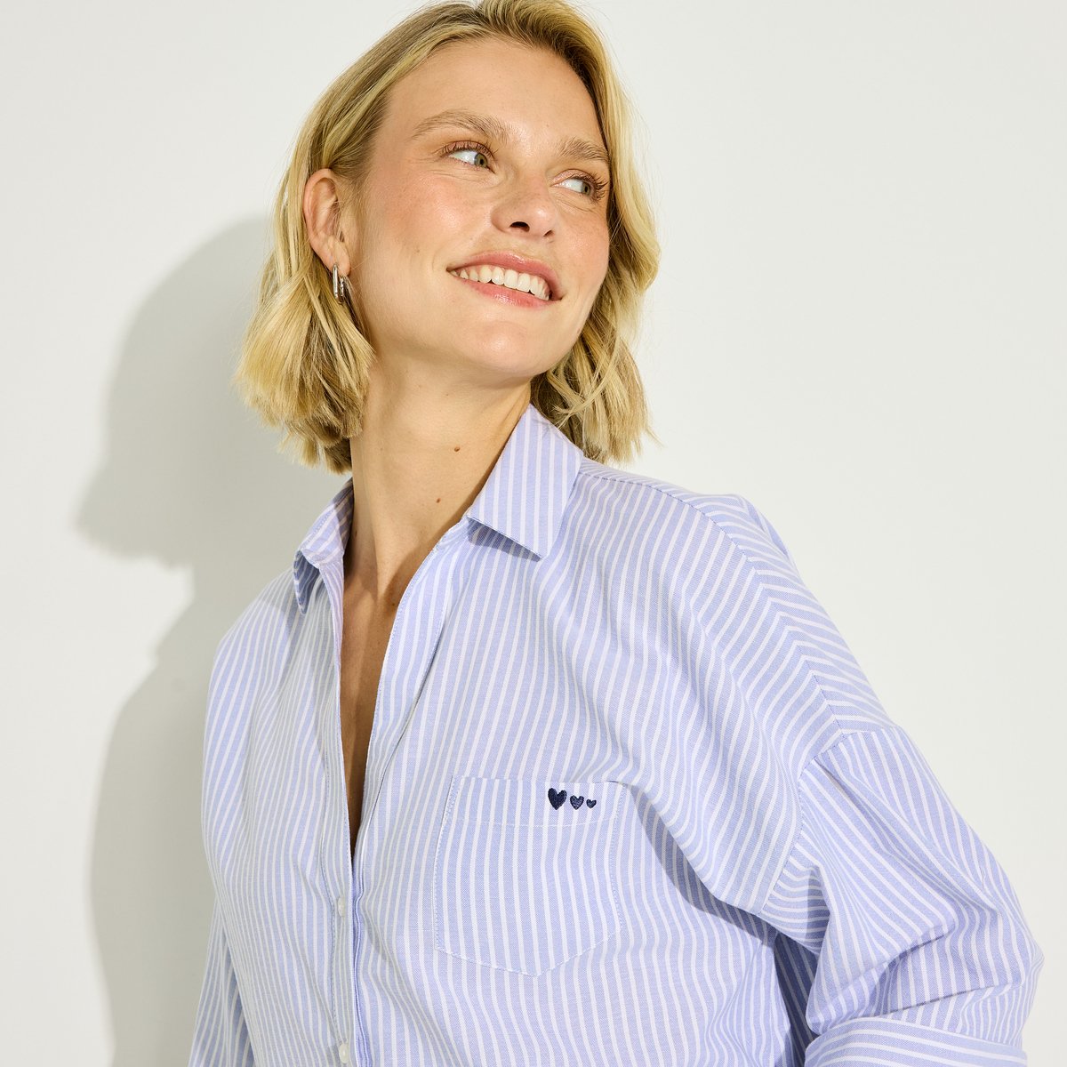 Chemise rayée manches 3/4 bleu, GRAIN DE MALICE
