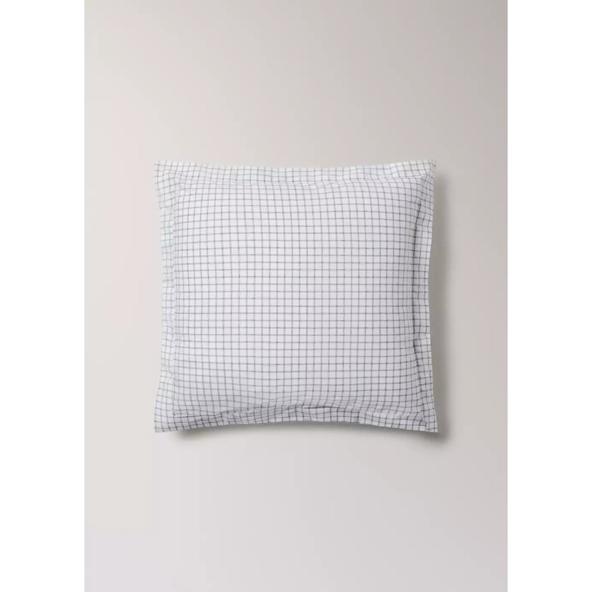 Deux taies d'oreiller percale à carreaux 60x60 cm gris, MANGO HOME
