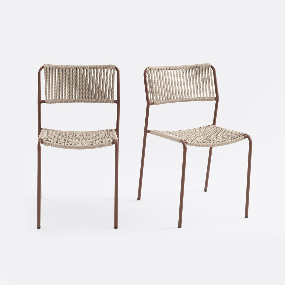 Set di 2 sedie da giardino, in acciaio e corda, NAMY terracotta, LA REDOUTE INTERIEURS
