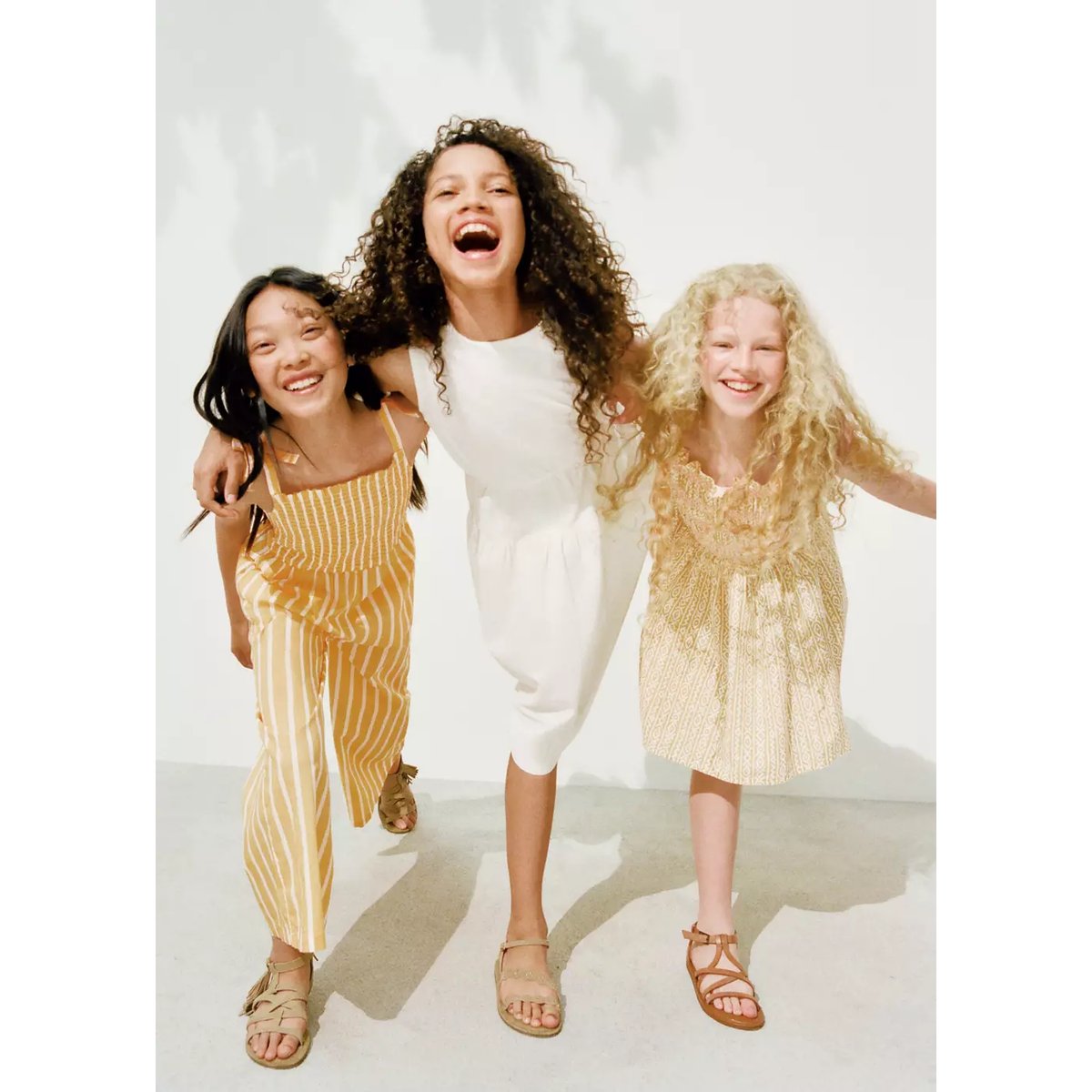 Robe imprimée avec liens sur les côtés écru, MANGO KIDS