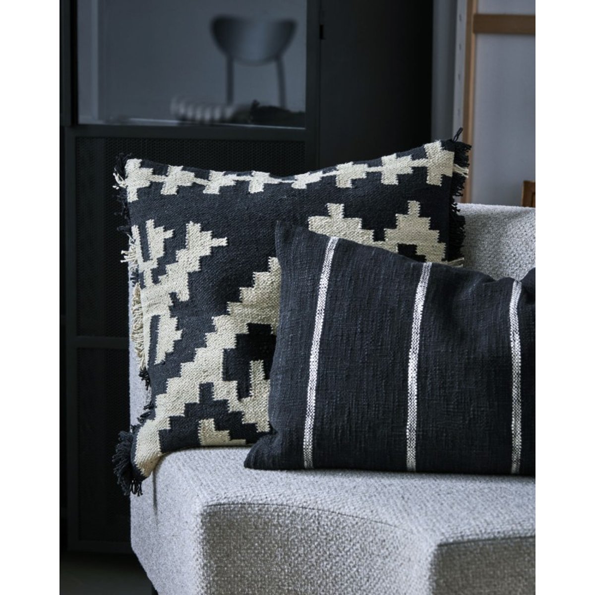 Housse coussin coton  Wulo noir, HOUSE DOCTOR