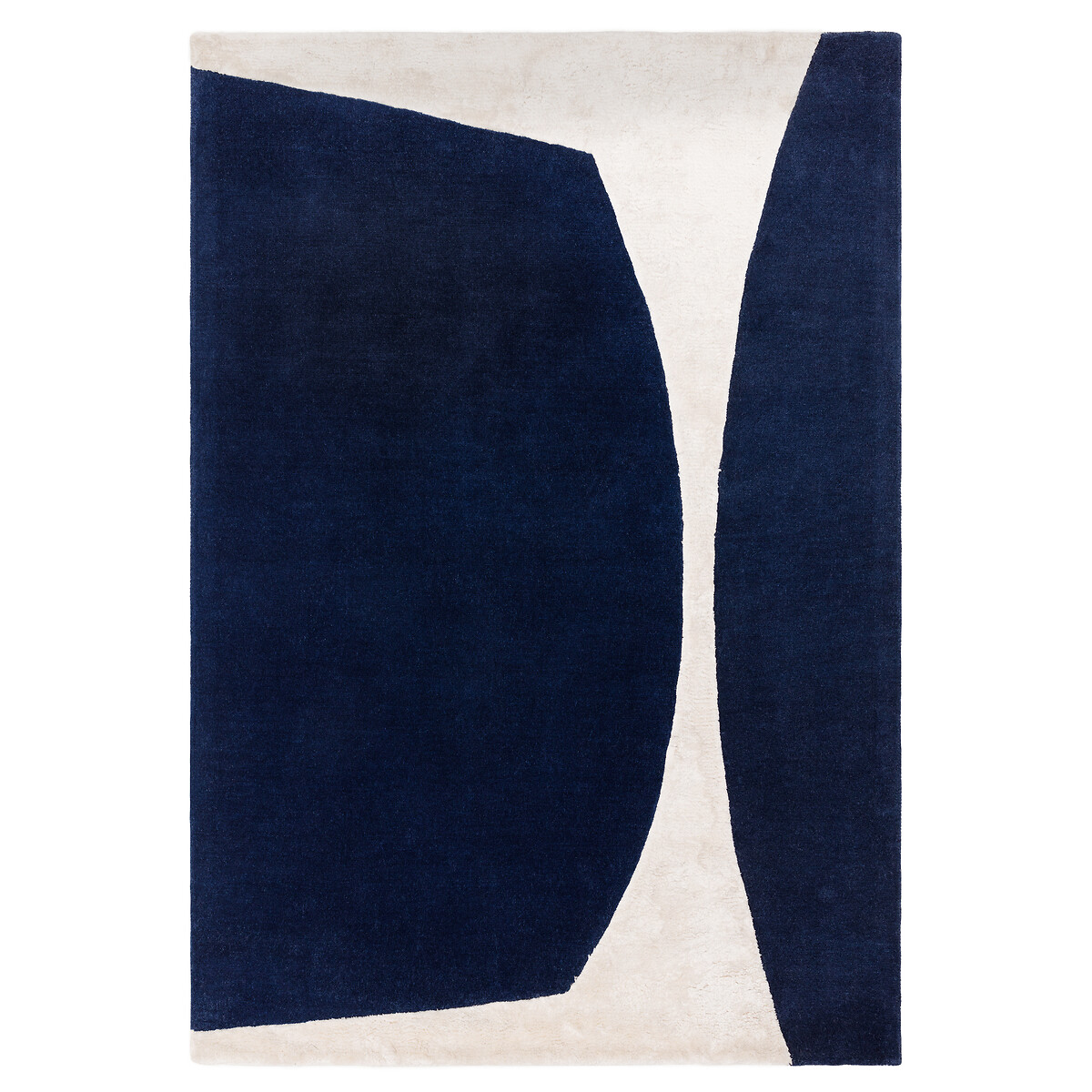 Abstract Irregular Carved Shape Rug in 100% Wool indigo, ÉDITÉ