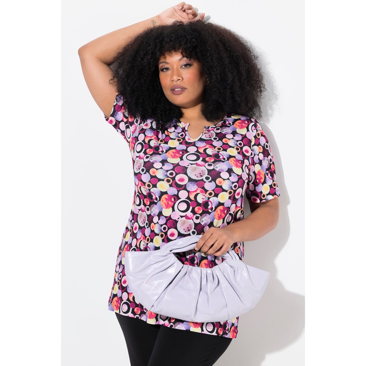 T-shirt long coupe évasée noir, ULLA POPKEN