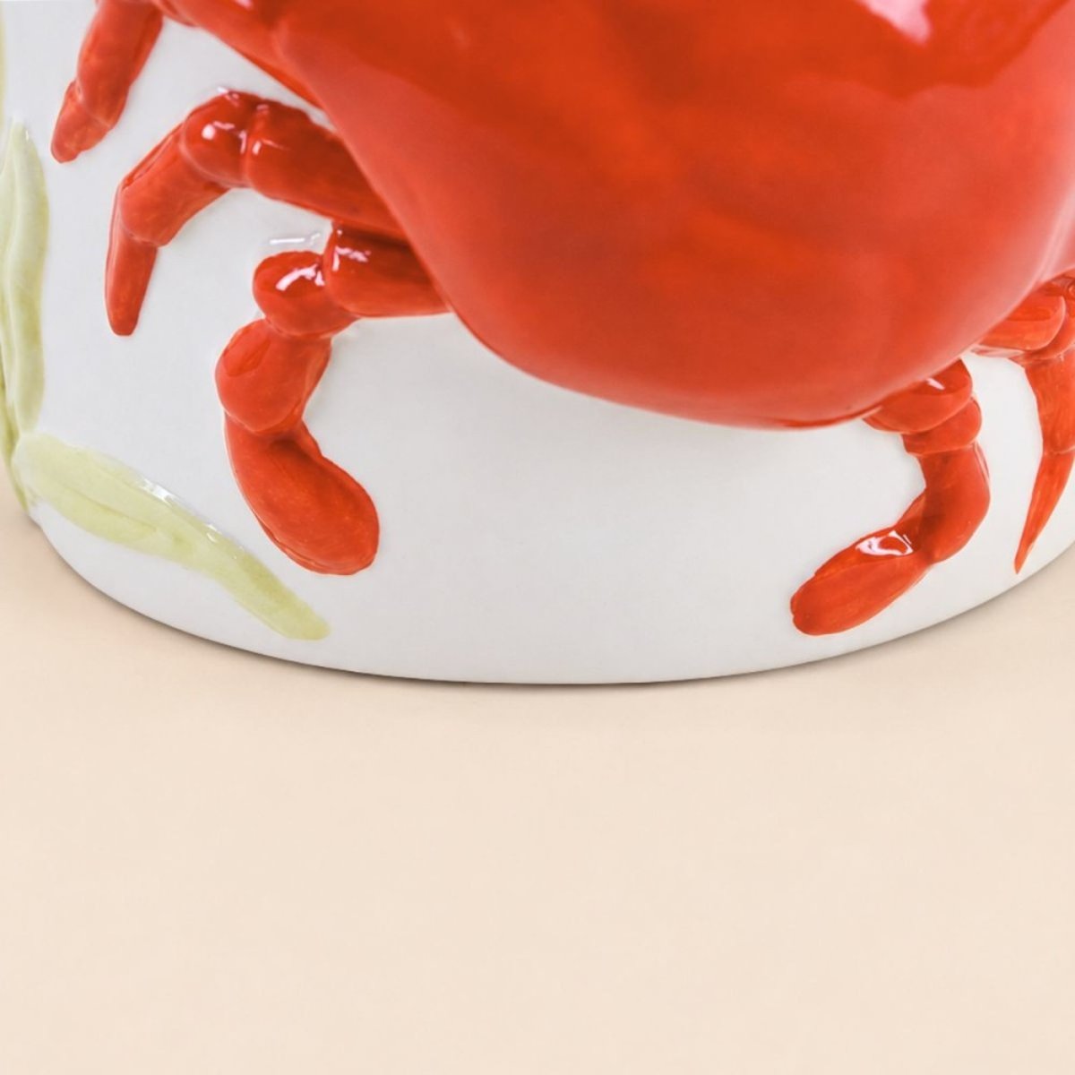 Cache-pot en céramique crabe 3D 19cm blanc, ORNAMI