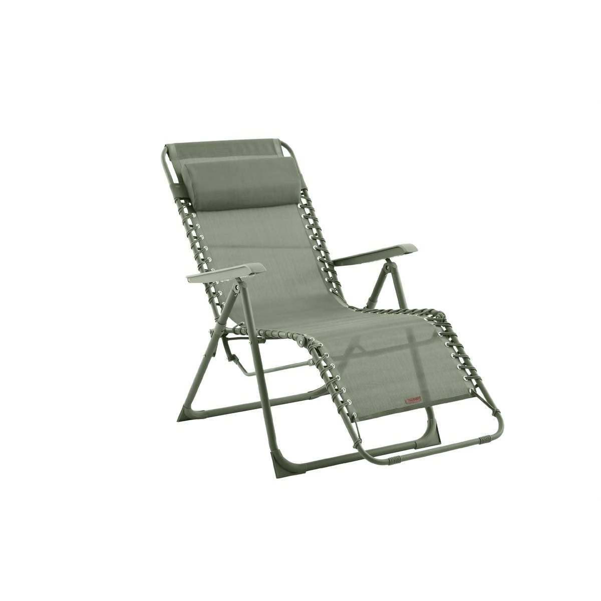 Fauteuil de jardin relax inclinable 5 positions et pliant en acier SILOS vert laurier, HESPERIDE