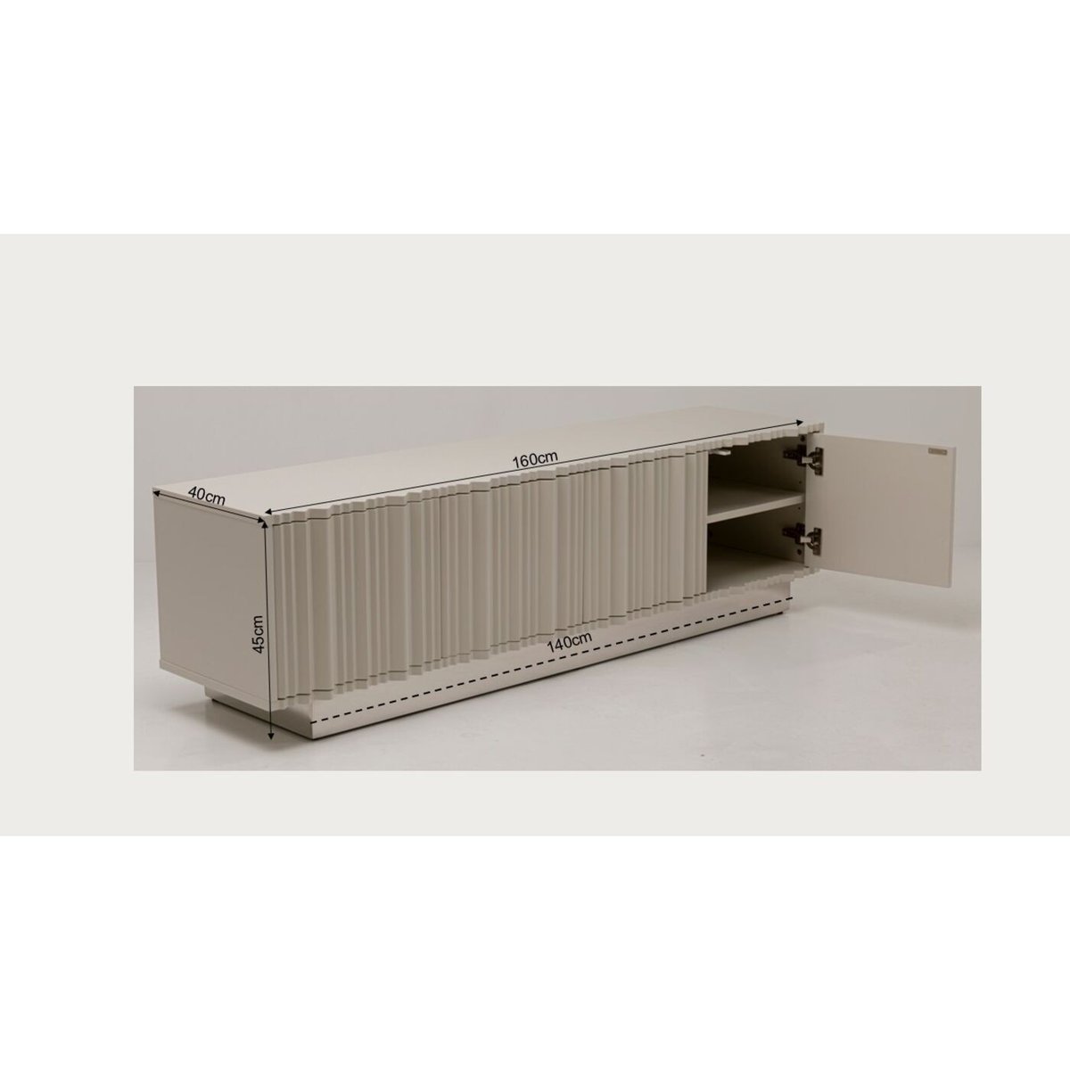 Meuble TV façade ondulée, STUCCO gris, KARE DESIGN