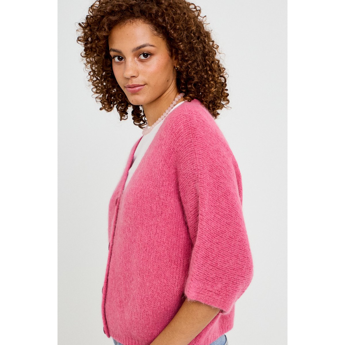 Gilet ample col v manches 3/4 vieux rose, CACHE CACHE