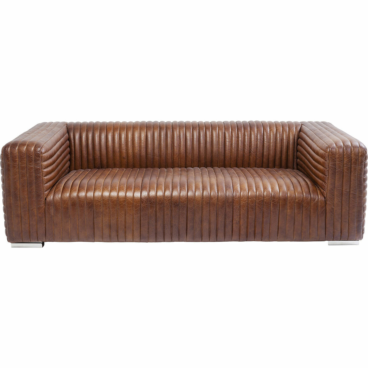 Sofa Malibu 3-places cuir marron, KARE DESIGN