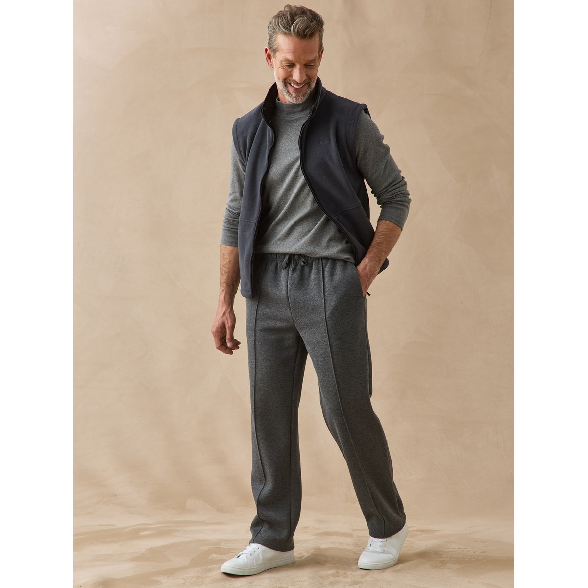 Pantalon De Jogging Classique gris foncé chiné, HONCELAC