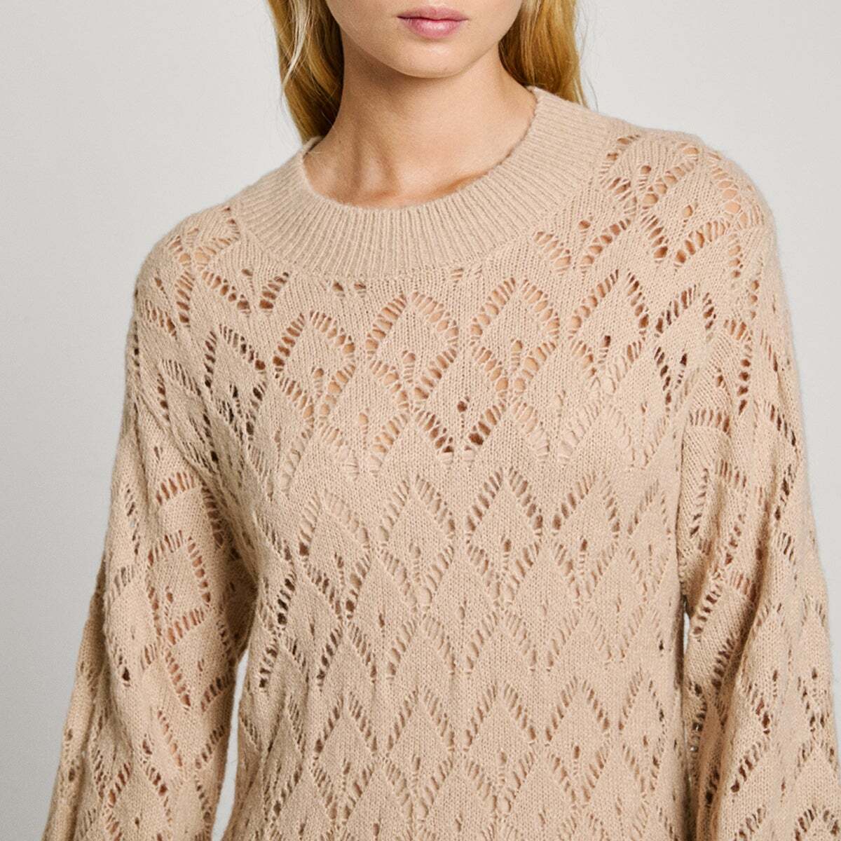 Robe Midi Ajourée beige clair, PEPE JEANS
