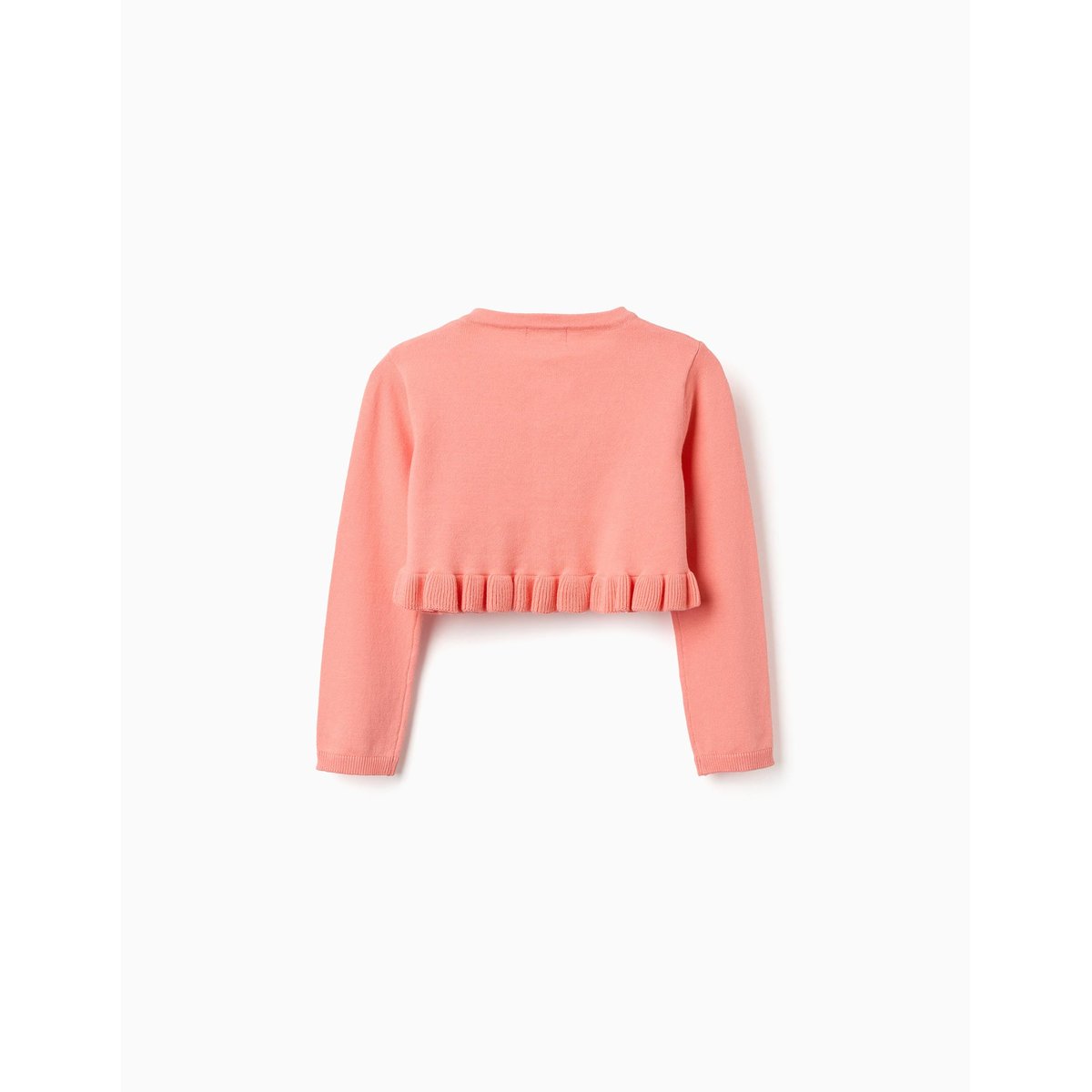 Gilet en maille court avec ourlet à volants corail clair, ZIPPY