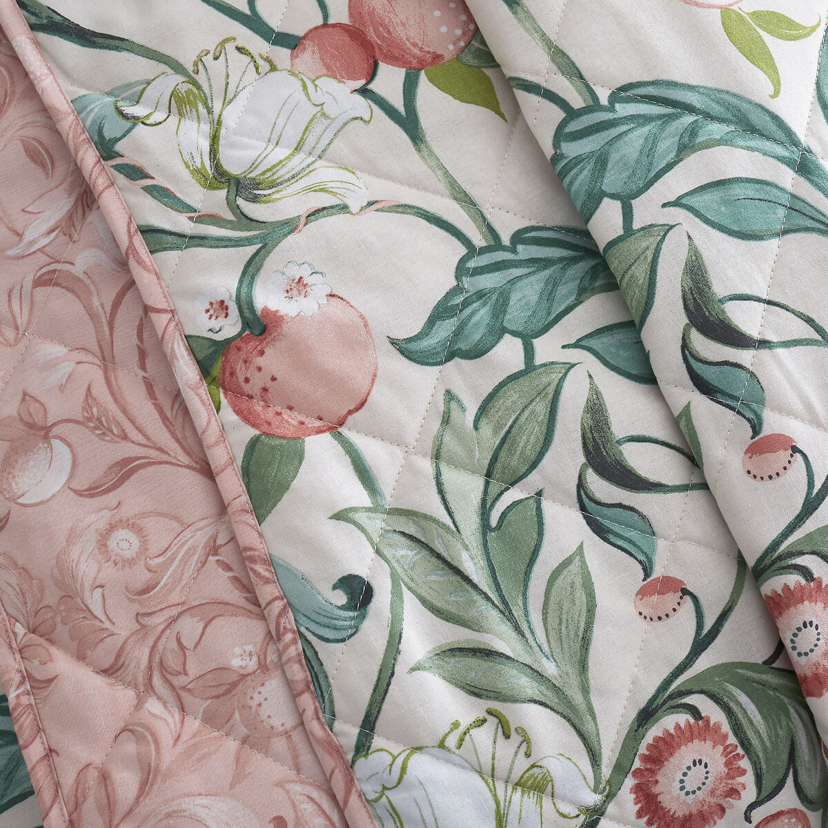 Clarence Floral Quilted Bedspread beige/green, CATHERINE LANSFIELD