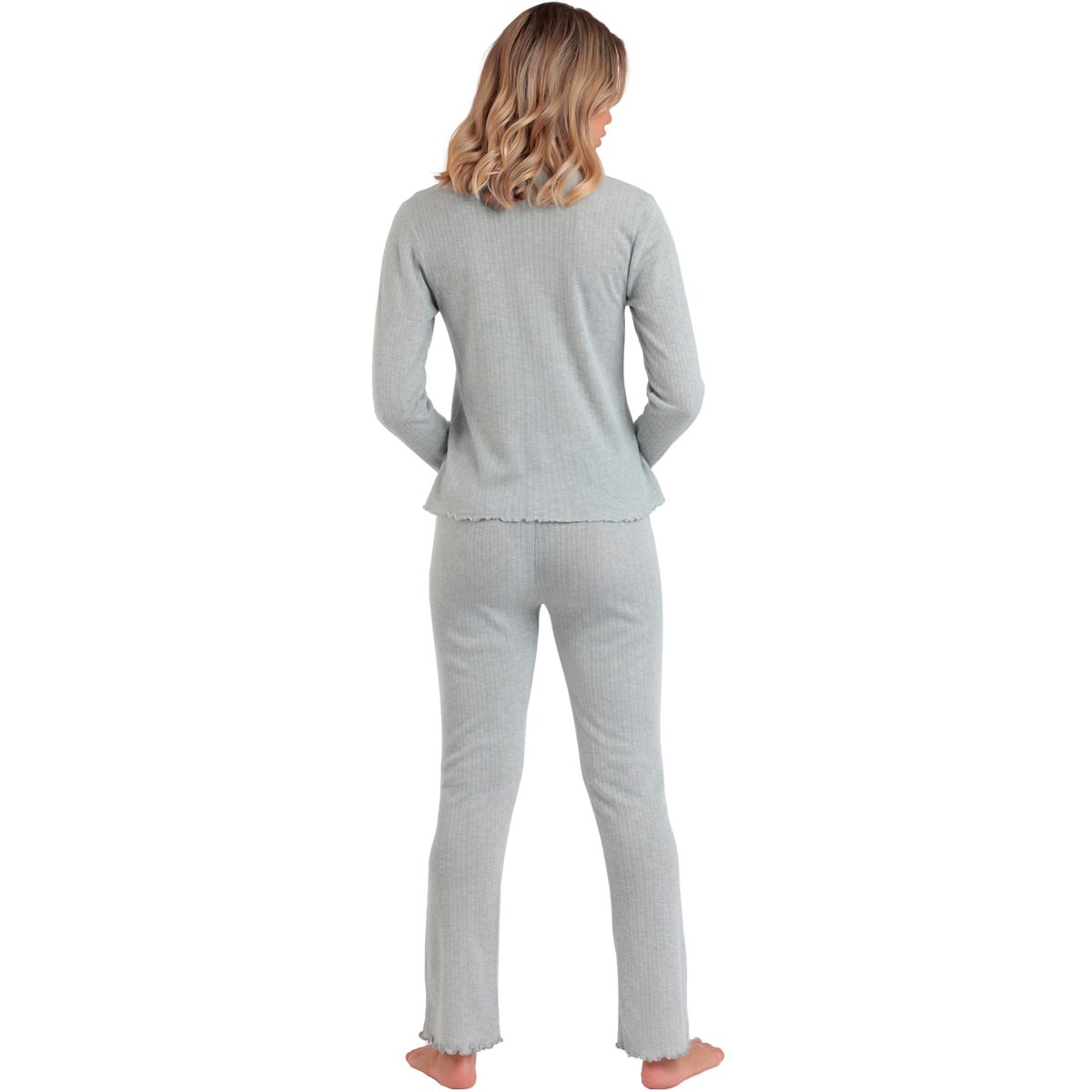 Pyjama pantalon top manches longues Soft Canale gris, ADMAS