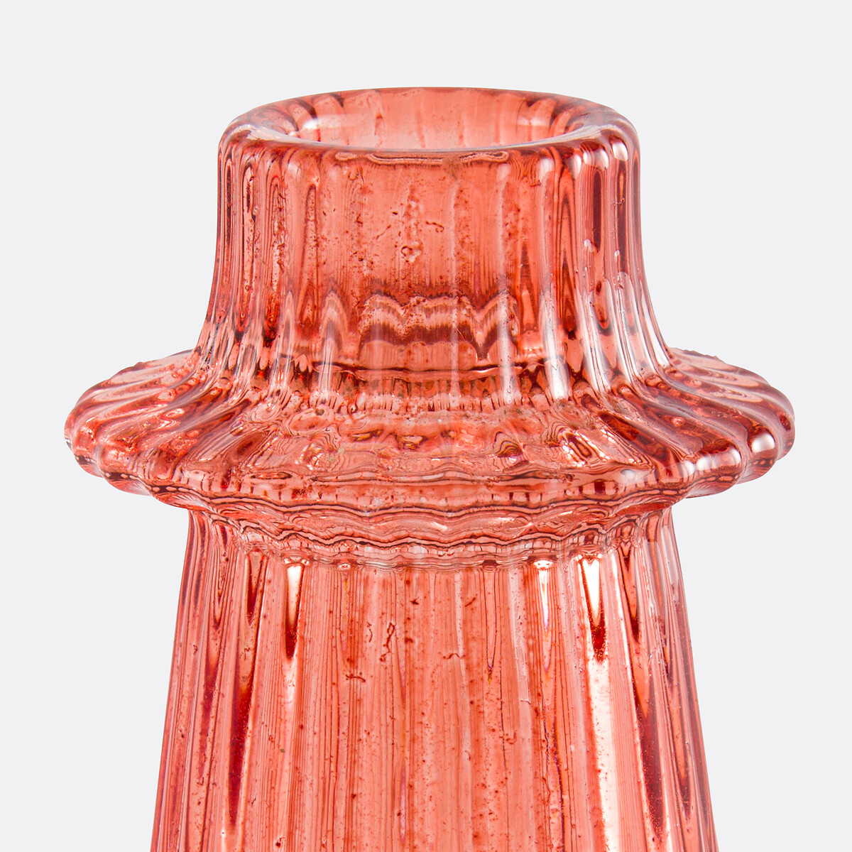Castiçal em vidro estriado de cor, alt. 6,8 cm, Sabri vermelho, LA REDOUTE INTERIEURS