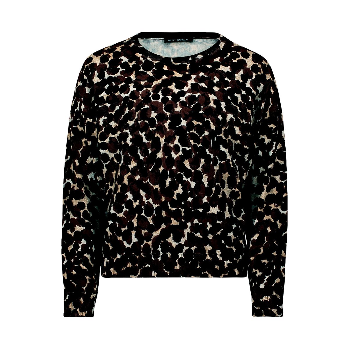 Pull-over en fine maille à manches chauve-souris marron/beige, BETTY BARCLAY