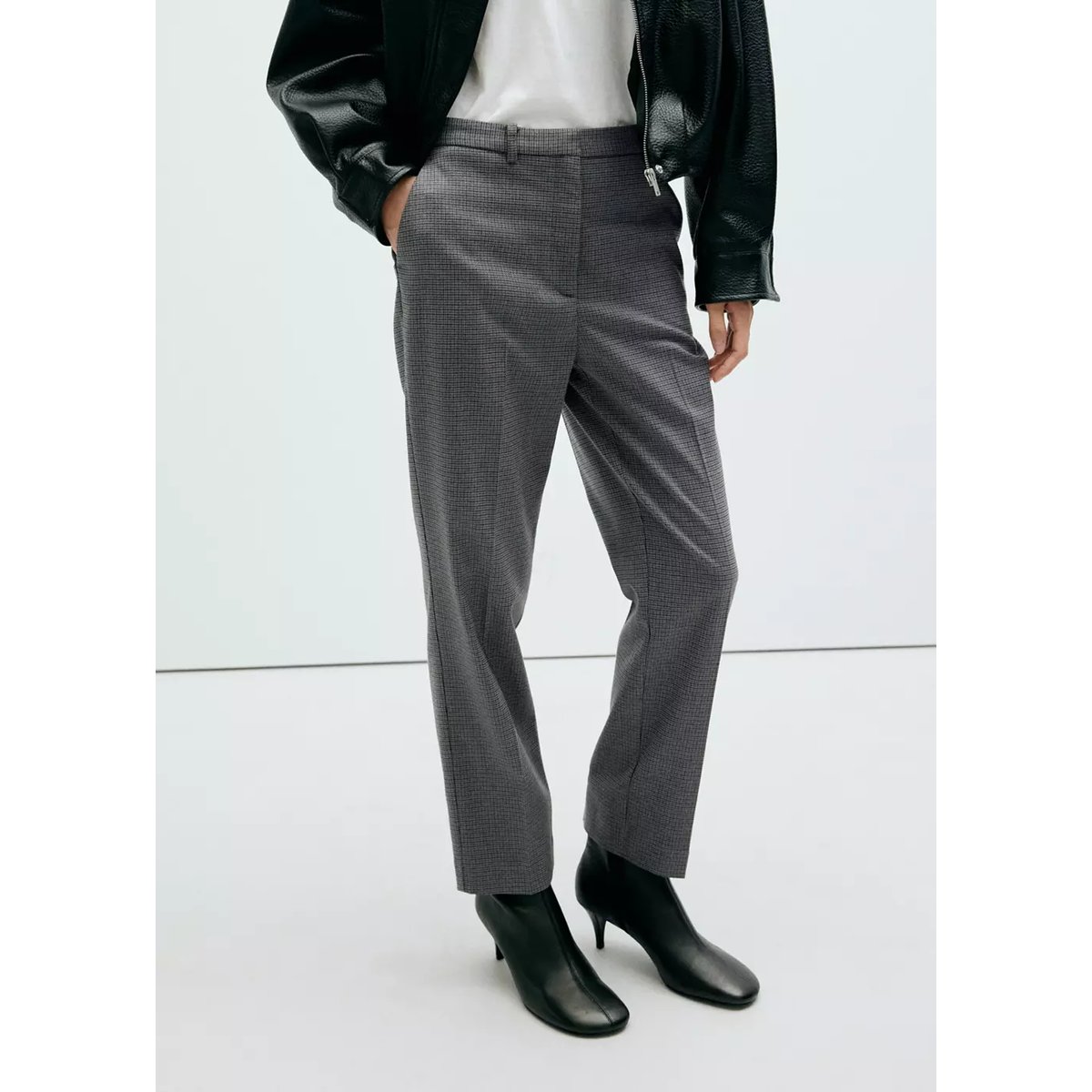 Pantalon droit fines rayures bleu, MANGO