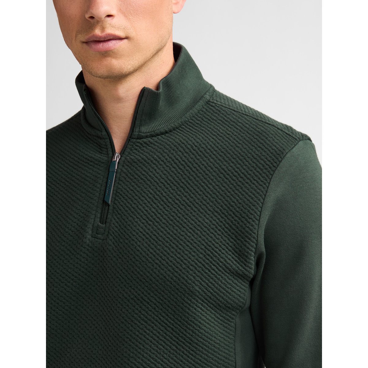 Pull col zippé en coton forgecrest vert deep green, PETROL INDUSTRIES