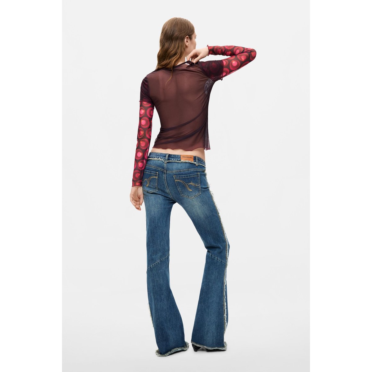 T-shirt imprimé à manches longues rouge, DESIGUAL