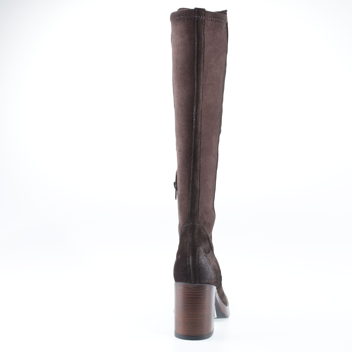 Bottes en cuir suédé, à talons, bout carré marron foncé, MJUS