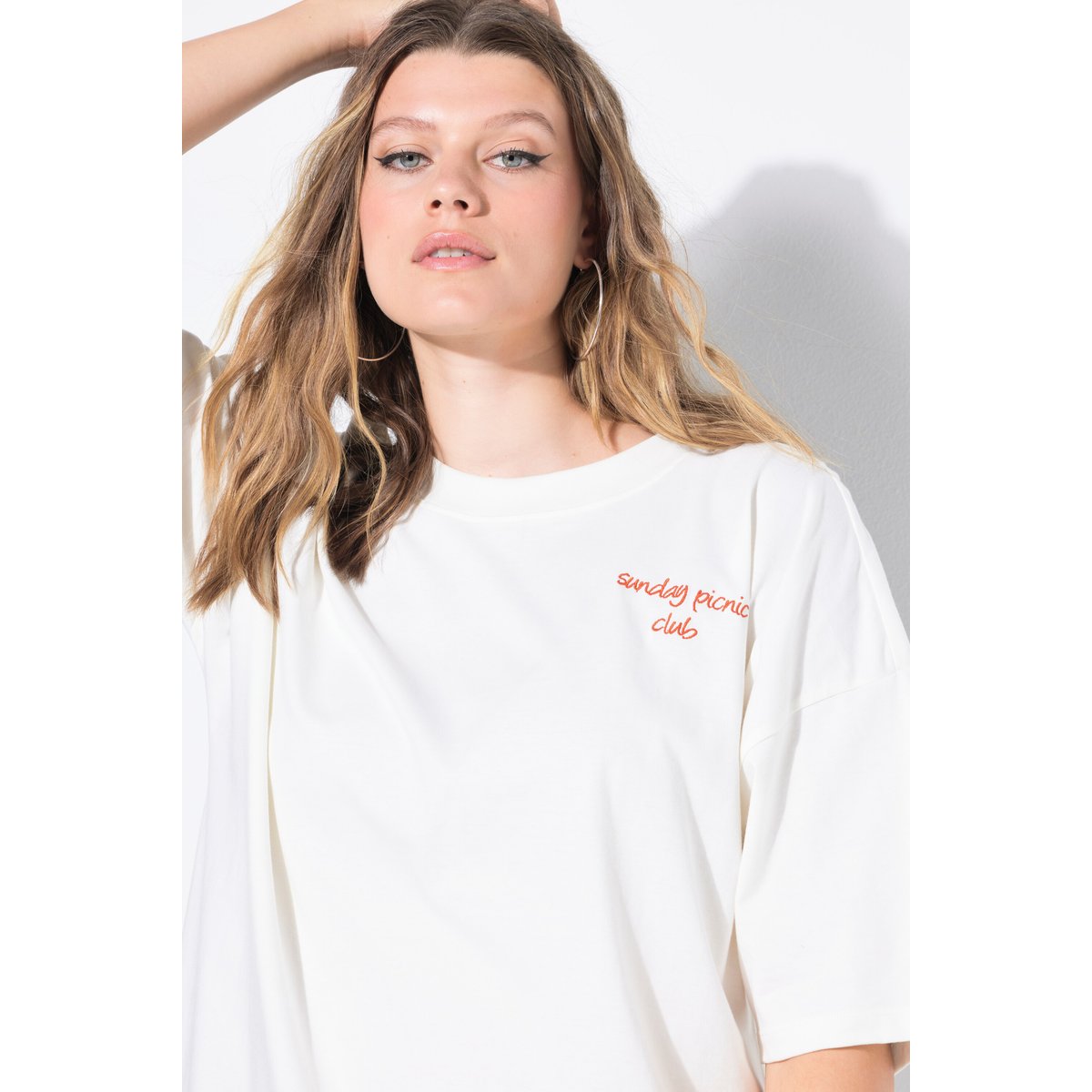 T-shirt oversize, imprimé Picnic dans le dos blanc cassé, STUDIO UNTOLD