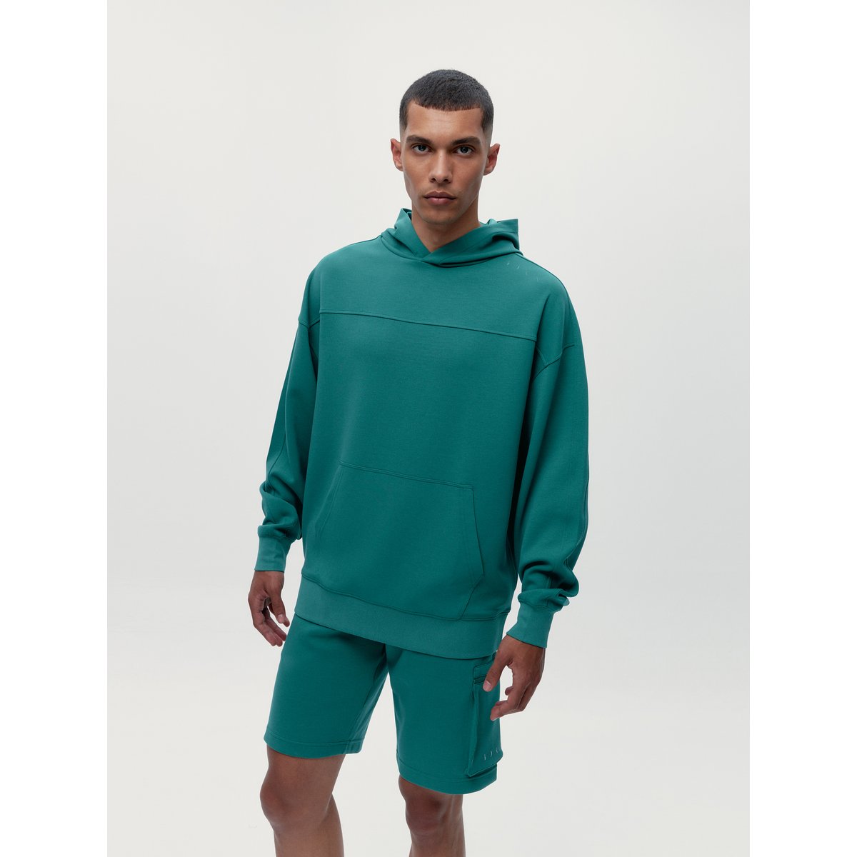 Sweat de sport homme Halong À capuche coupe oversize vert biscaye, BORN