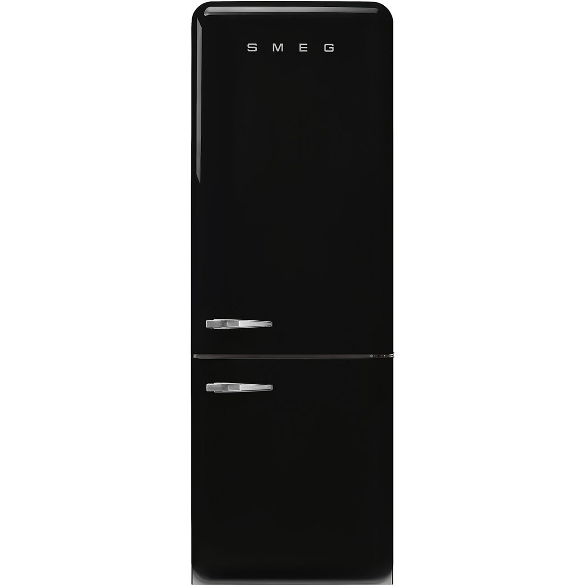 Réfrigérateur 2 portes combiné poignées à gauche FAB38 noir brillant, SMEG