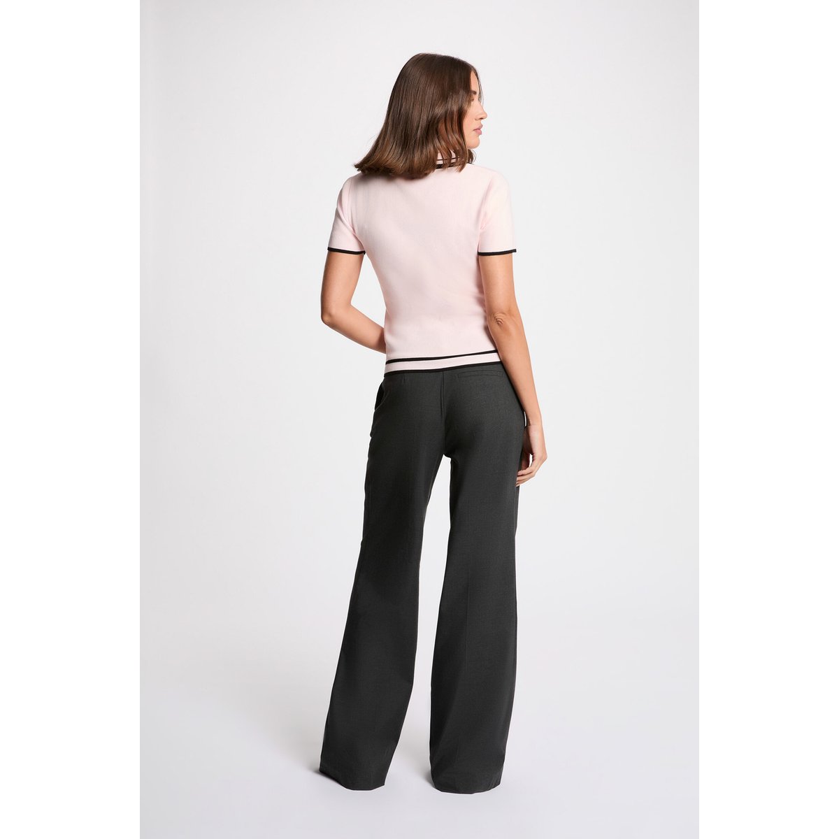 Pull ajusté rayé rose clair, MORGAN